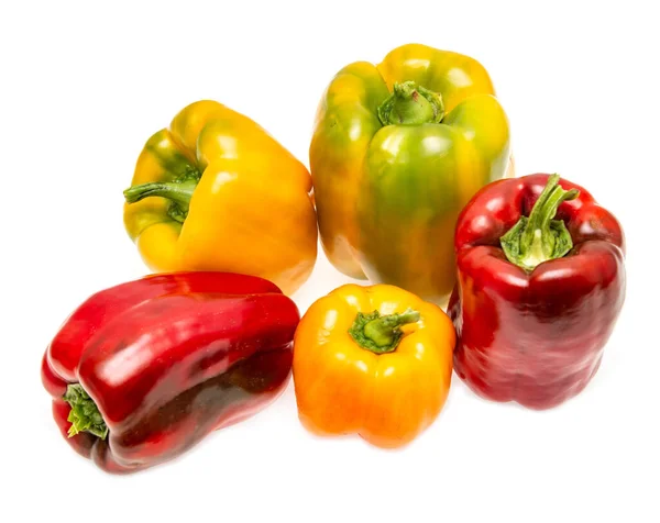 Yellow Red Bell Peppers White Background — Stock Photo, Image