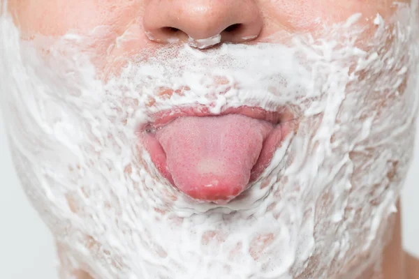 Barba Homem Barbear Espuma — Fotografia de Stock