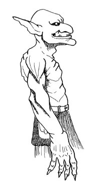 Cin, belden yukarısını tasvir ediyordu. Dövme taslağı. Grafiksel resim.