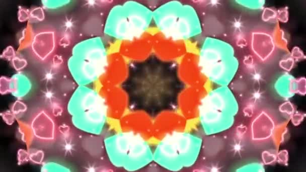 Helles Abstraktes Licht Voller Farbe Kaleidoskop Schwarzer Hintergrund — Stockvideo