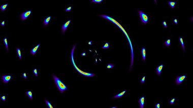 Gökkuşağının renklerini siyah bir arkaplana doğru kaydıran titreşen, ışıldayan güzel videolar.