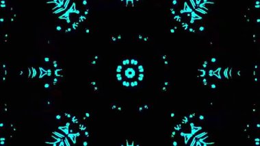 Tam rengi yöneten parlak soyut ışık, kaleydoskop, siyah arkaplan