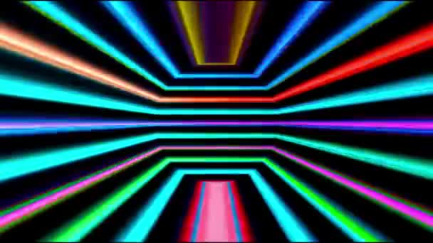 Плавные Флуоресцентные Движения Тремя Красивыми Цветами Образующими Круглый Логотип Яркими — стоковое видео
