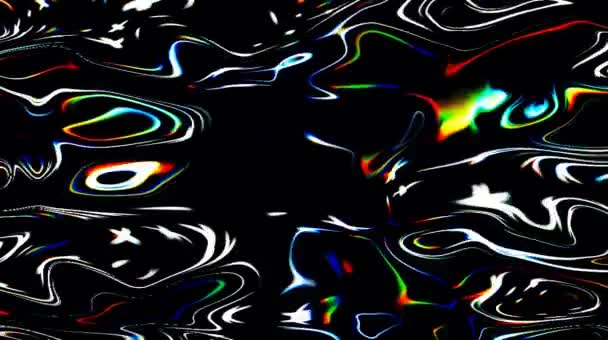 色鮮やかな波の動きを調節する 明るく輝く美しいアブストラクトビデオ 黒い背景 — ストック動画