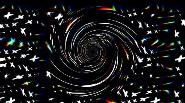 Gyönyörű elvont videó, hogy ragyog, fényes fény, amely szabályozza a színes mozgások pontokkal, fekete háttér