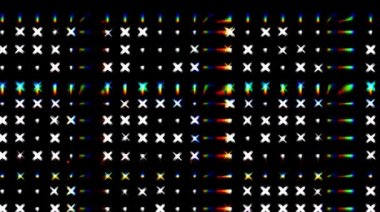 Parlayan güzel soyut video, noktalı renkli hareketleri düzenleyen parlak ışık, siyah arkaplan