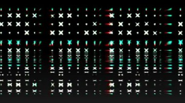 Parlayan güzel soyut video, noktalı renkli hareketleri düzenleyen parlak ışık, siyah arkaplan