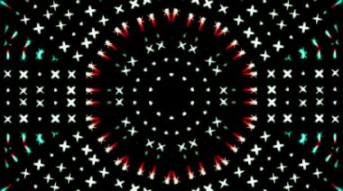 Parlayan güzel soyut video, noktalı renkli hareketleri düzenleyen parlak ışık, siyah arkaplan