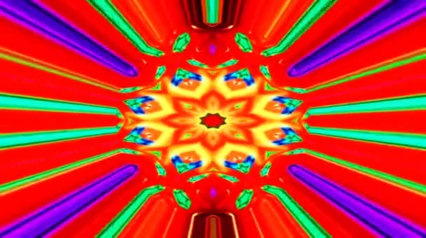 Fractal Ontwerp Caleidoscoop Achtergrond Beweging Met Patronen Disco Spectrum Lichten — Stockvideo