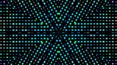 Fraktal tasarım kaleydoskop arkaplan hareketi şablonları ile Disco spektrum ışıkları konser spot lambaları soyut çok renkli hareketli arkaplan kusursuz döngü mandala sanatı