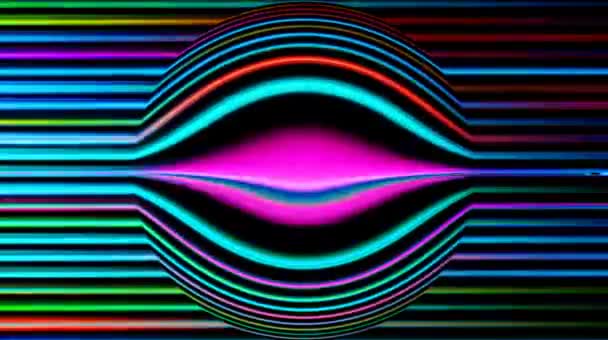Hladké Fluorescenční Pohyby Třemi Krásnými Barvami Tvořícími Kulaté Logo Jasnými — Stock video