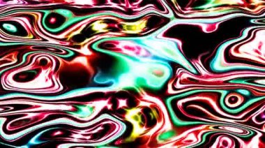 parlak, parlak, parlak, siyah arkaplan ile renkli dalgaların hareketini düzenleyen güzel soyut video