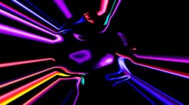 parlak, parlak, parlak, siyah arkaplan ile renkli dalgaların hareketini düzenleyen güzel soyut video