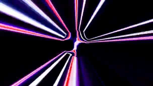 Belles vidéos qui brillent, brillent brillamment qui régulent les mouvements subtils avec des rayures colorées sur un fond noir 