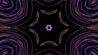 Fraktal tasarım kaleydoskop arkaplan hareketi şablonları ile Disco spektrum ışıkları konser spot lambaları soyut çok renkli hareketli arkaplan kusursuz döngü mandala sanatı