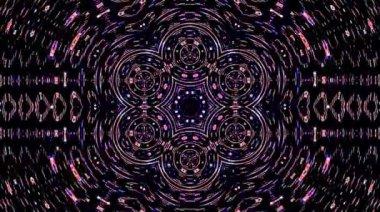 Fraktal tasarım kaleydoskop arkaplan hareketi şablonları ile Disco spektrum ışıkları konser spot lambaları soyut çok renkli hareketli arkaplan kusursuz döngü mandala sanatı