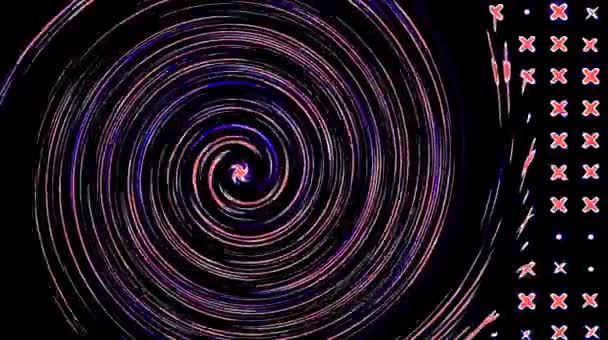 Belles vidéos qui brillent, brillent brillamment qui régulent les mouvements subtils avec des rayures colorées sur un fond noir 