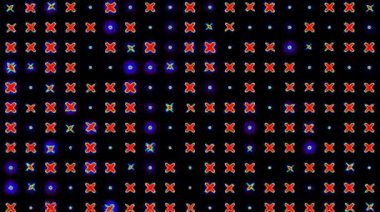 Parlayan güzel soyut video, ince renkli hareketler düzenleyen parlak ışık nokta dalgaları, siyah arkaplan