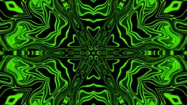 Bright Abstract Light Governing Full Color Kaleidoscope Black Background — Stock Video