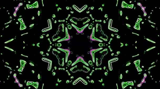 Bright Abstract Light Governing Full Color Kaleidoscope Black Background — Stock Video