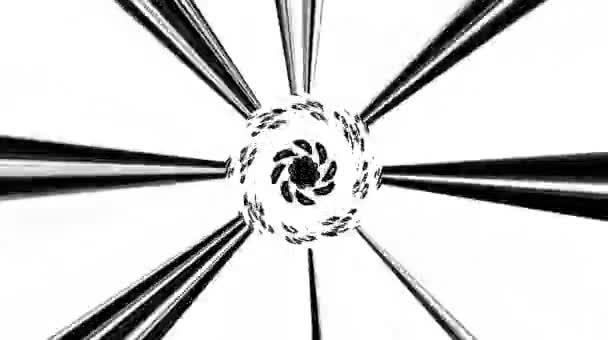 Belles vidéos qui brillent, brillent brillamment qui régulent les mouvements subtils avec des rayures colorées sur un fond noir 