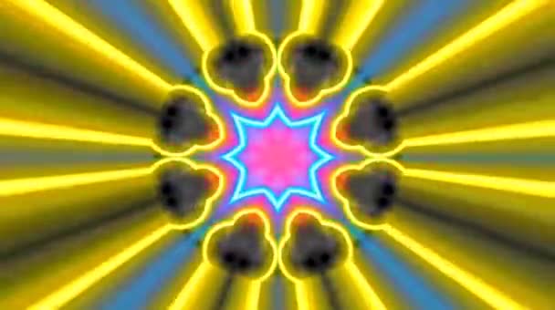 Helles Abstraktes Licht Voller Farbe Kaleidoskop Schwarzer Hintergrund — Stockvideo