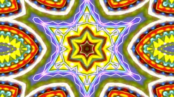 Bright Abstract Light Governing Full Color Kaleidoscope Black Background — Stock Video