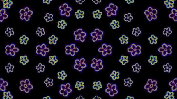 Bright Abstract Light Governing Full Color Kaleidoscope Black Background — Stock Video