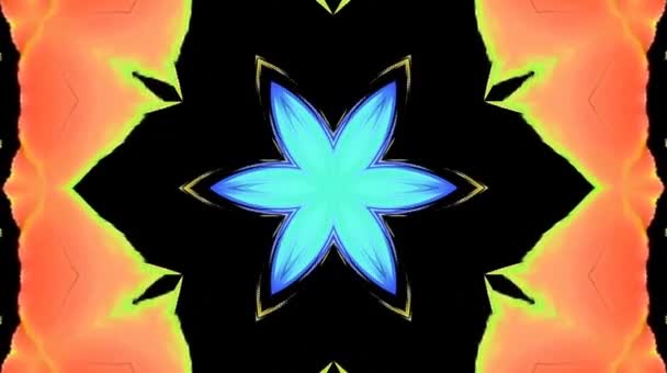 Bright Abstract Light Governing Full Color Kaleidoscope Black Background — Stock Video