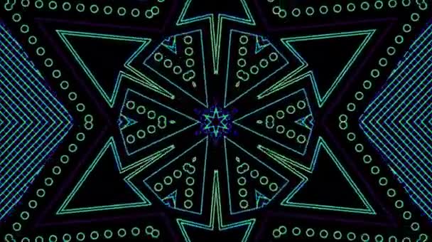 フルカラー 万華鏡 黒の背景を支配する明るい抽象的な光 — ストック動画