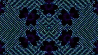 Tam rengi yöneten parlak soyut ışık, kaleydoskop, siyah arkaplan