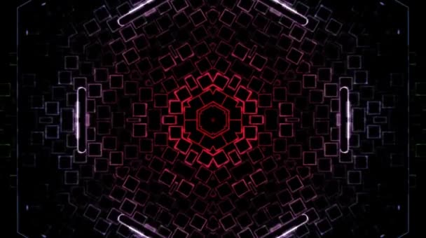 Bright Abstract Light Governing Full Color Kaleidoscope Black Background — Stock Video