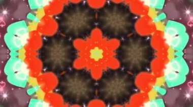 Tam rengi yöneten parlak soyut ışık, kaleydoskop, siyah arkaplan