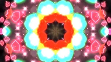 Tam rengi yöneten parlak soyut ışık, kaleydoskop, siyah arkaplan