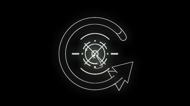 Анимированный Круглый Логотип Светящимся Неоновым Зеленым Белым Поворачивается Влево Вправо — стоковое видео