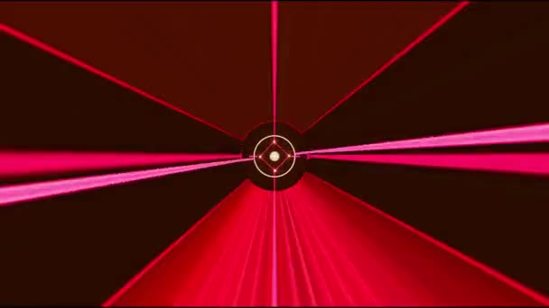 円形のアニメーションビデオは ターゲット 黒の背景を決定するために明るい点滅光で回転します — ストック動画