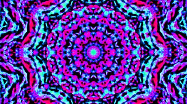 Padrão Caleidoscópio Abstrato Com Cores Vermelhas Mandala Mágica Abstrato Movimento — Vídeo de Stock