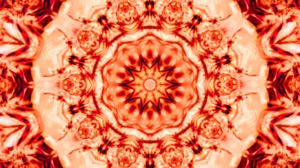 带红色的万花筒图案 神奇的曼陀罗4K抽象多色运动图形背景 分形动画 — 图库视频影像