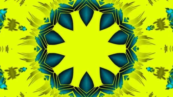 Caleidoscopio Multicolor Abstracto Fondo Amarillo Caleidoscopio Todo Color Texture Mandala — Vídeos de Stock