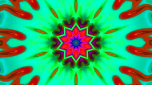 Resumen Patrón Caleidoscopio Con Colores Rojos Mandala Mágica Fondo Gráficos — Vídeo de stock