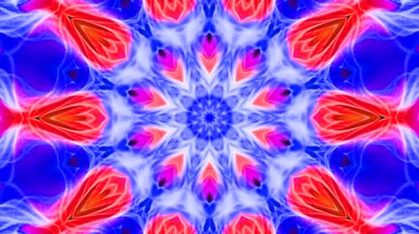 Abstraktes Kaleidoskopmuster Mit Roten Farben Magisches Mandala Abstrakte Mehrfarbige Bewegungsgrafik — Stockvideo