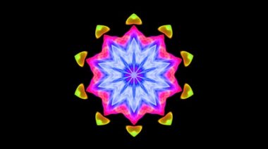 Kırmızı renkli soyut Kaleydoskop deseni. Sihirli mandala. 4k soyut çok renkli hareket grafikleri arkaplanı. Fraktal animasyon