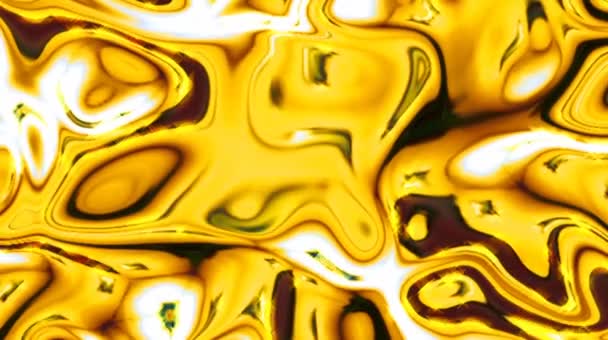 マルチカラーメタリックテクスチャホログラフィック箔 波壁紙 流体リップル 液体金属表面 密教オーラスペクトル 明るい黄色の色 トレンディーなデザイン 4K抽象的な背景 — ストック動画
