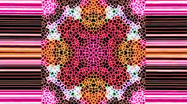 Abstraktes Kaleidoskop Mit Verschiedenen Farben Mosaikstreifen Abstraktem Hintergrund Mandalas Glatten — Stockvideo