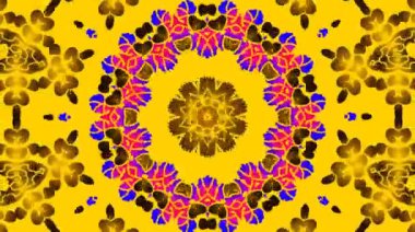 Çok renkli desenli, soyut arkaplan, 3 boyutlu sıvı çizgiler. Sarı yansımalı akışkan madde. Arka plan animasyon yapar. Kusursuz daire. 4K