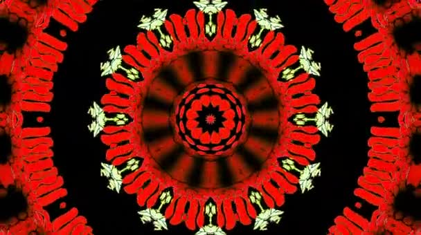 Abstract Kaleidoscope Red Colors Mosaics Abstract Backgrounds Mandalas Seamless Loops — Stock Video