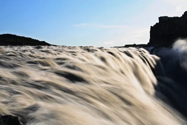 Dettifoss Ett Vattenfall Vatnajokull Nationalpark Nordöstra Island Det Ligger Jokulsa — Stockfoto