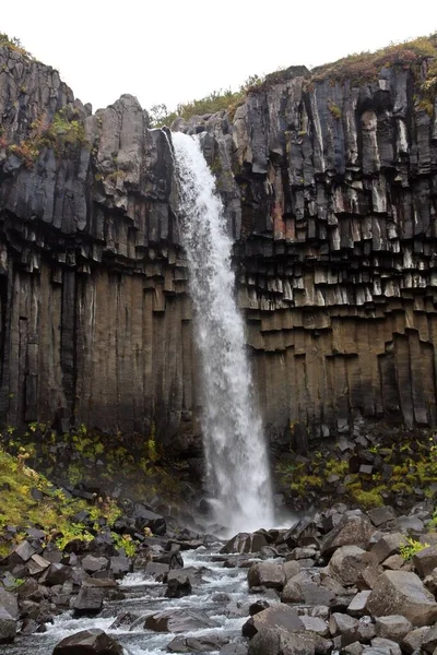 Svartifoss Una Bella Cascata Tra Colonne Basalto Nel Parco Nazionale — Foto Stock