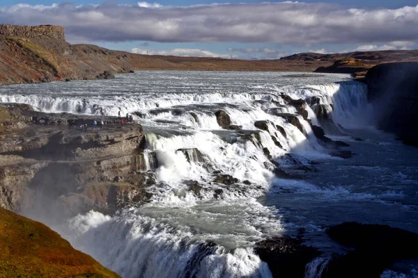 Gullfoss Vízesése Egy Hatalmas Vízesés Található Kanyon Hvt Folyó Délnyugat — Stock Fotó
