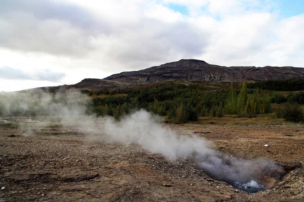 Haukadalur Valley Area Various Geothermal Feature Mud Pools Fumaroles Geysers — Stock Photo, Image